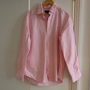 Ralph Lauren Light Pink Striped Button-Down Dress Shirt